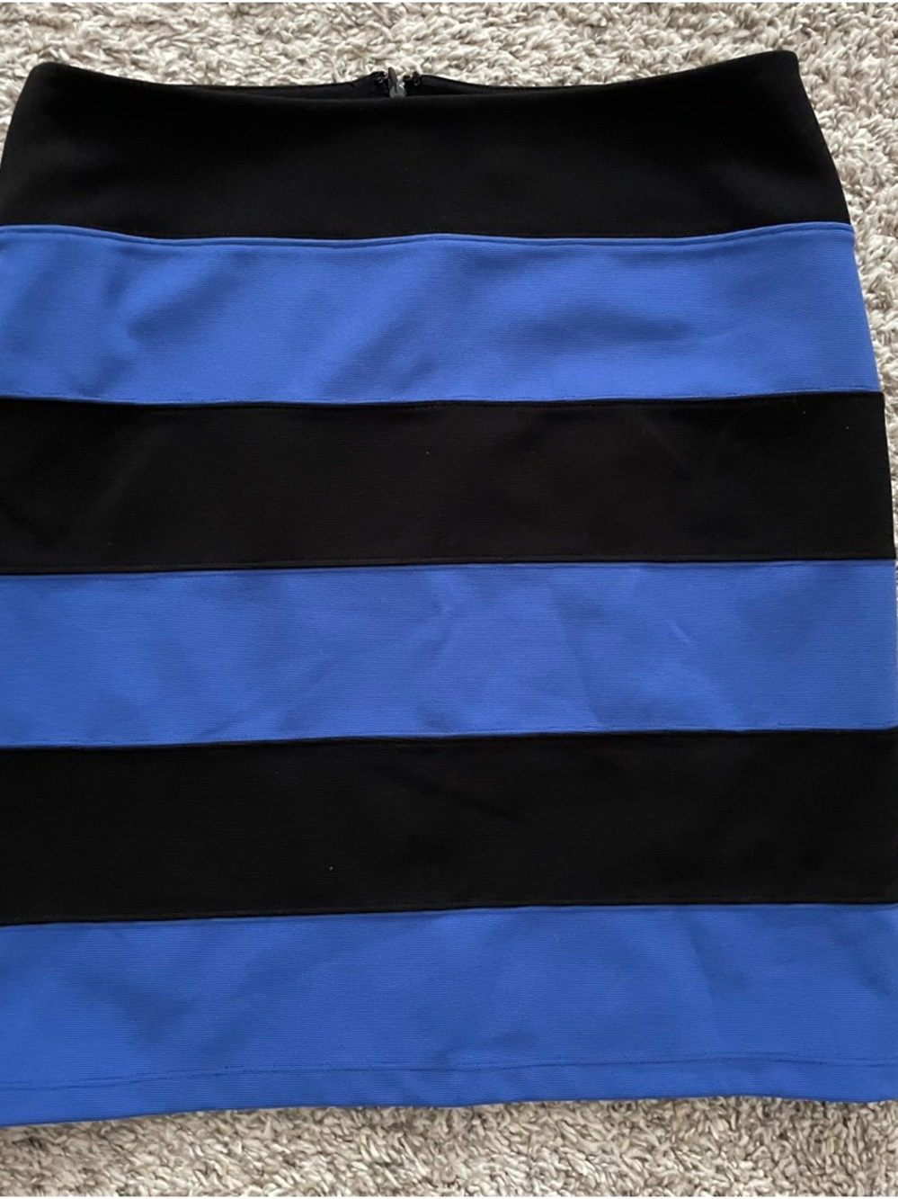 Cato Black and Royal Blue Striped Pencil Skirt